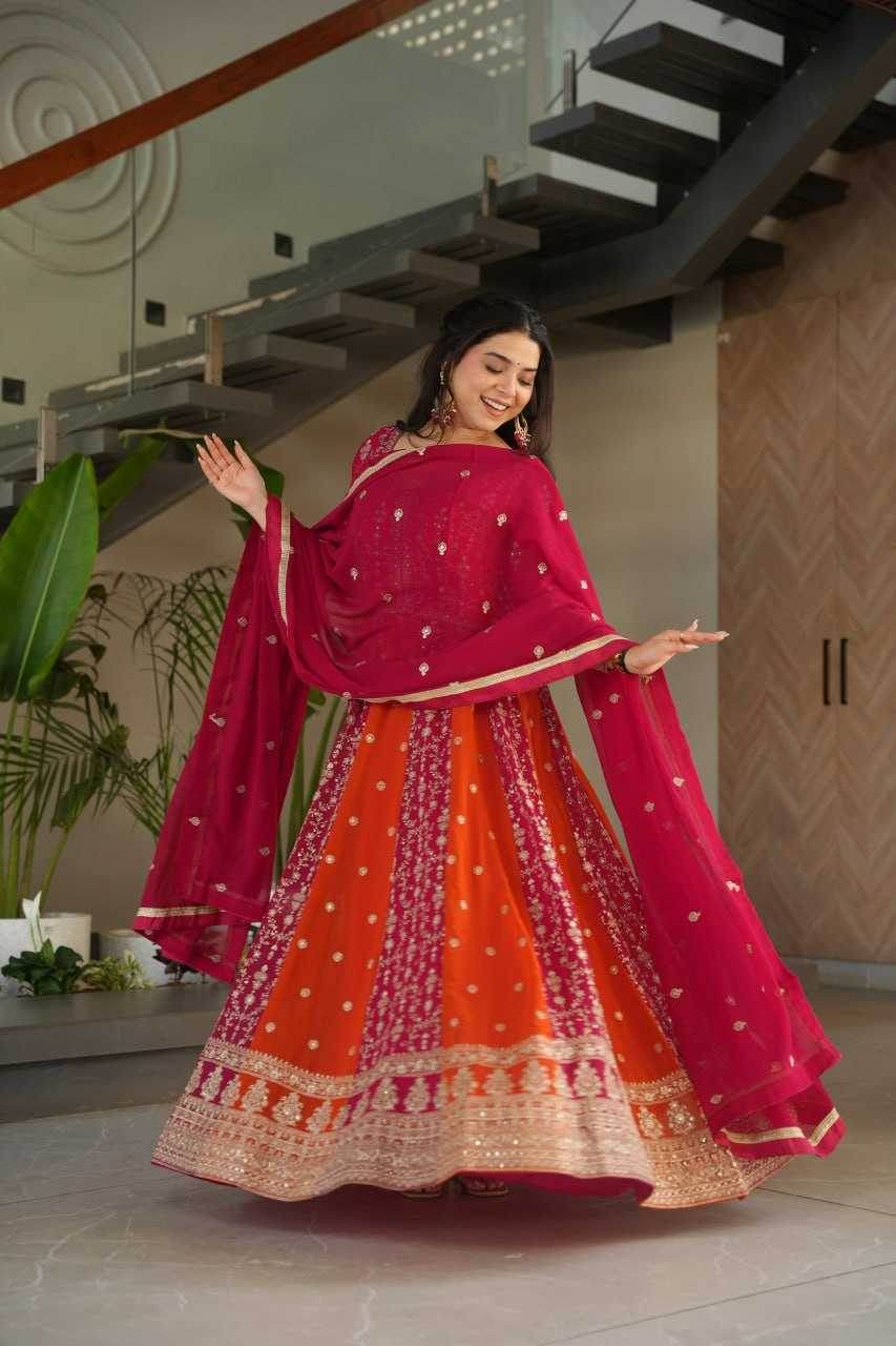Faux Blooming Gown With Dupatta Sequin Gowns - MYLUXURY LANE ENTERPRISE